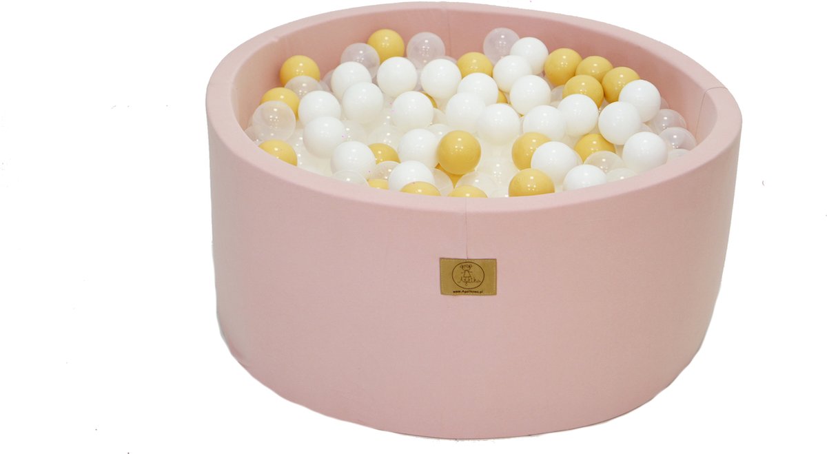 Ballenbakje.nl - Ballenbak XL Licht Roze | 90x40 cm | Inclusief 250 ballen - Wit, Beige, Transparant